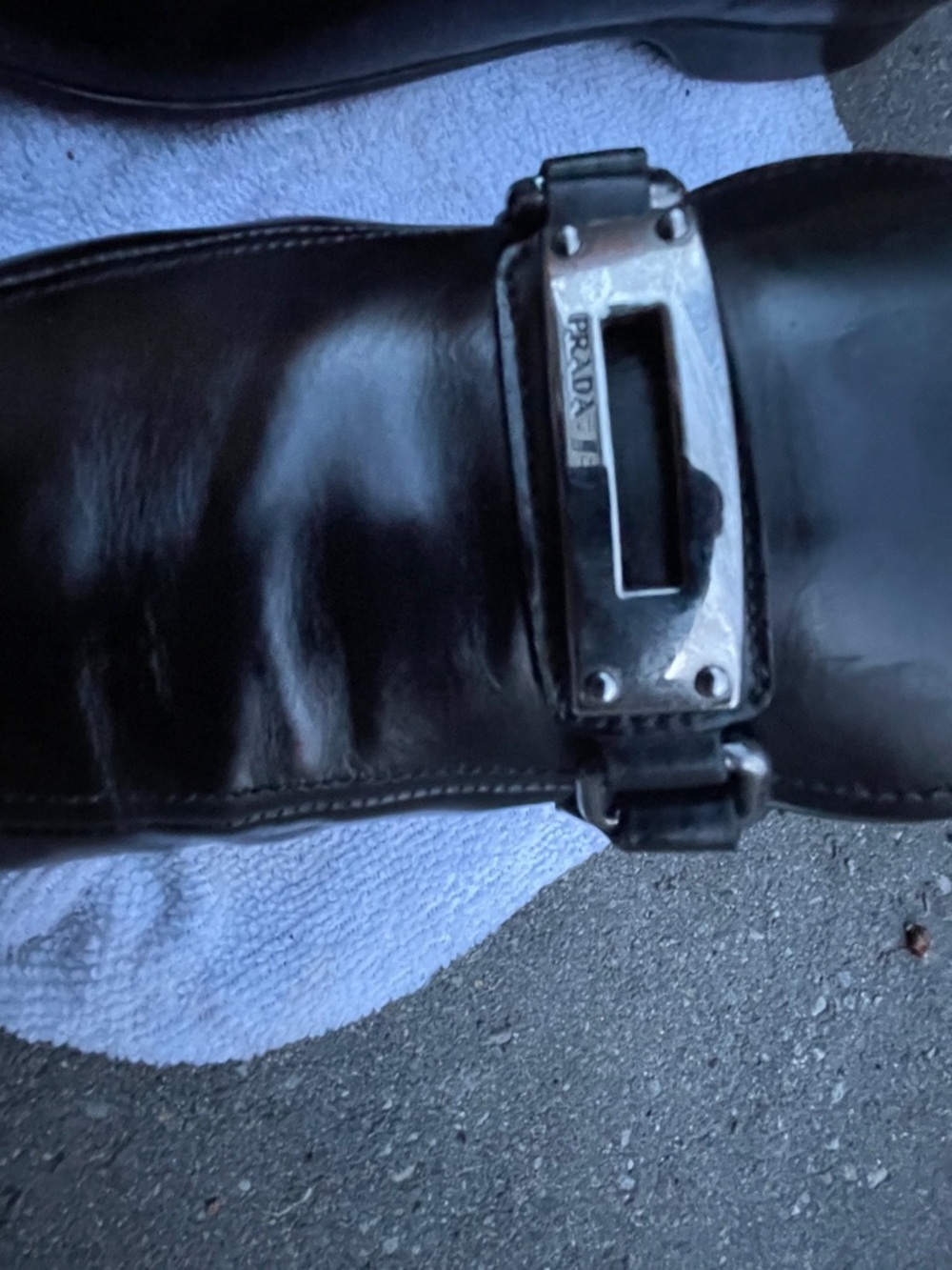 Prada Black Leather Buckle Slip-On Loafers - Picture 7 of 16